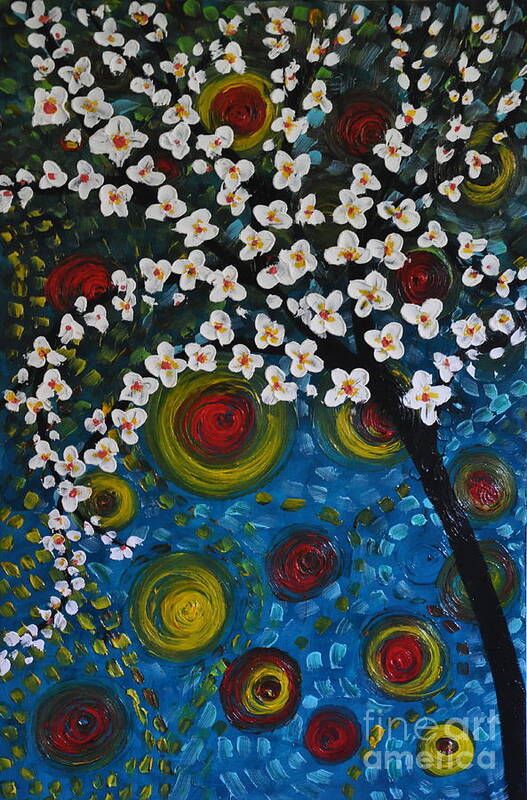 Flowers Poster featuring the painting Lovely white by Preethi Mathialagan