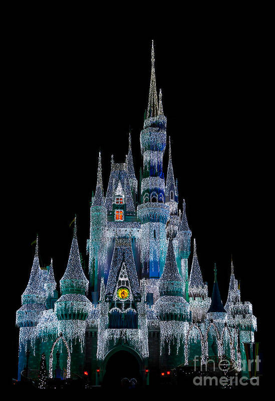 Magic Kingdom Poster featuring the photograph Magic Kingdom Castle Frozen Blue Frost for Christmas by Andy Myatt