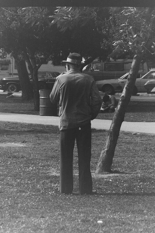 Senior Poster featuring the photograph Man in park by Karl Rose