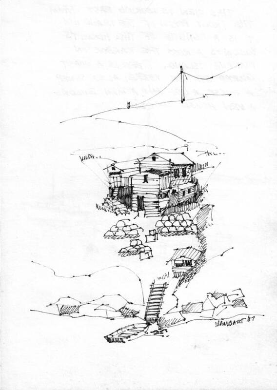 Monhegan Island Poster featuring the drawing Manana Hermitage by Richard Wambach