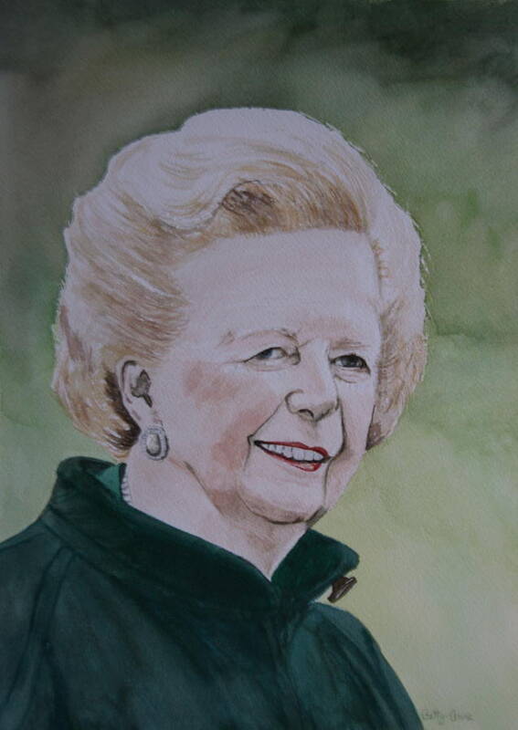 Margaret Thatcher Poster featuring the painting Margaret Thatcher by Betty-Anne McDonald