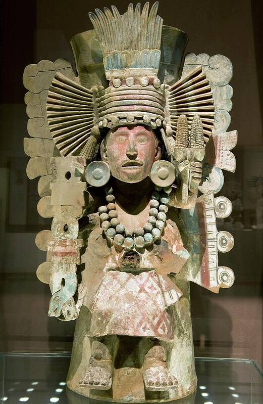 Ornament Poster featuring the photograph Mayan Maize God Statue by Philippe Psaila/science Photo Library