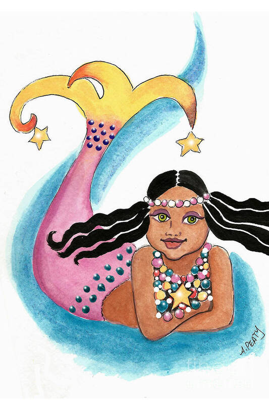 Beautiful Poster featuring the painting Mermaid Star Child by Audrey Peaty