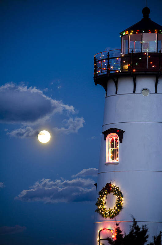 Edgartown Poster featuring the photograph Merry Christmas Moon by Steve Myrick