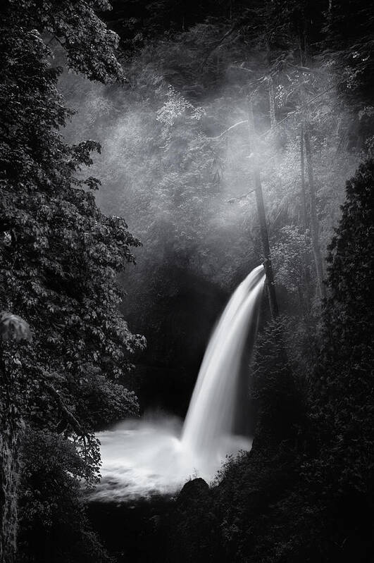 Black And White Poster featuring the photograph Metlako Falls Dark by Darren White