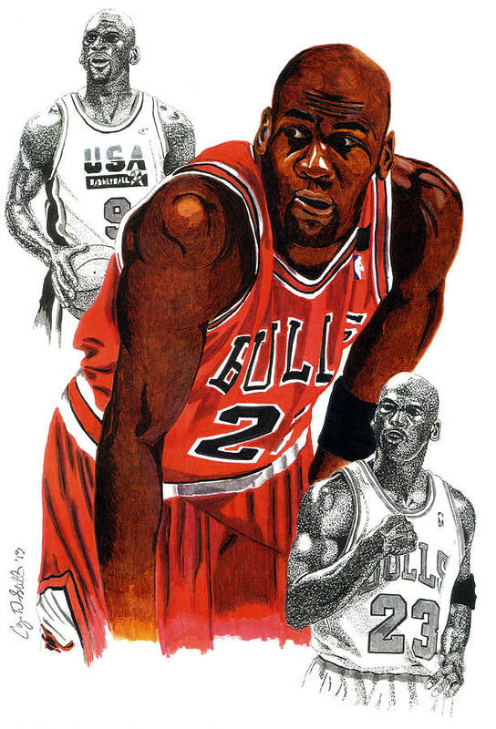 Michael Jordan Poster featuring the drawing Michael Jordan by Cory Still