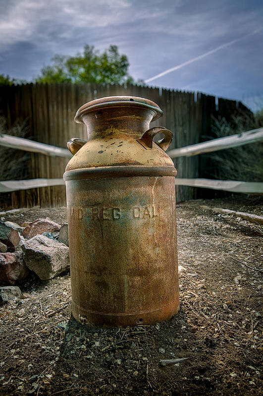 Antique Poster featuring the photograph Milkcan In The Yard by YoPedro