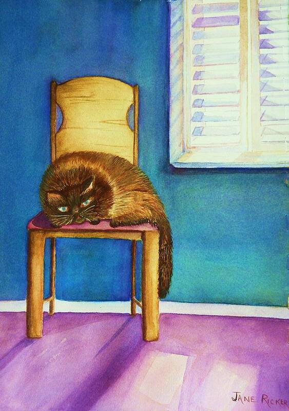 Cat Poster featuring the painting Kitty's Nap by Jane Ricker