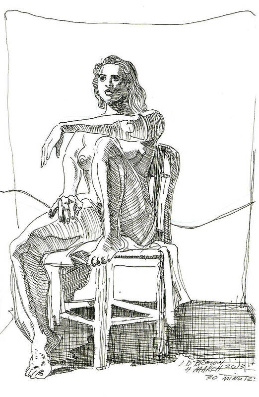 Model Poster featuring the drawing Model in Chair by John Brown