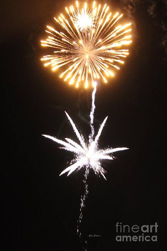 Fireworks Poster featuring the photograph Moon and Star and Sun by Yumi Johnson