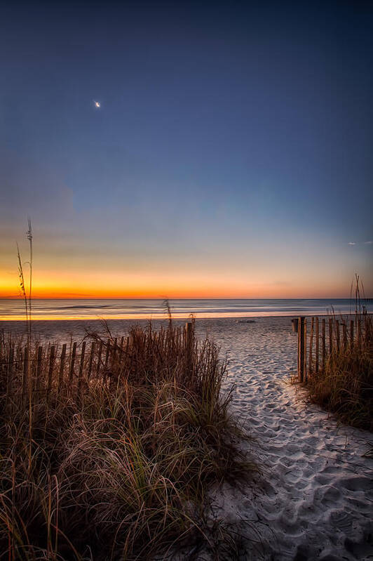 Beach Poster featuring the photograph Moon Over Myrtle Beach by Joshua Minso