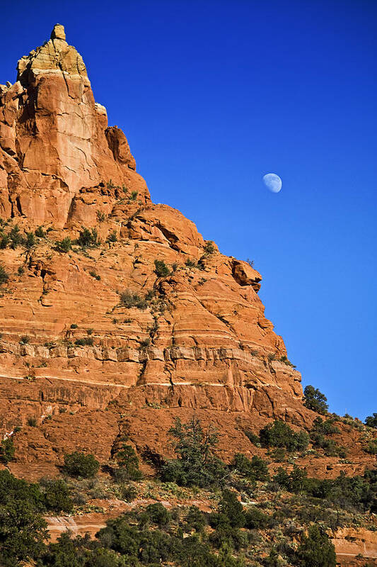 Moon Poster featuring the photograph Moon Over Sedona by Paul Riedinger