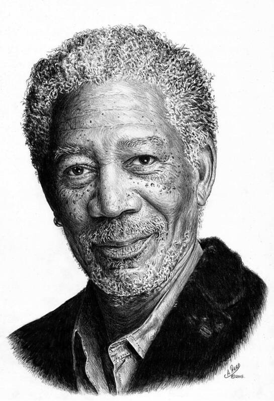 Morgan Freeman Poster featuring the drawing Morgan Freeman by Andrew Read