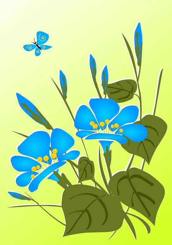 Plant Poster featuring the mixed media Morning Glory by Anastasiya Malakhova