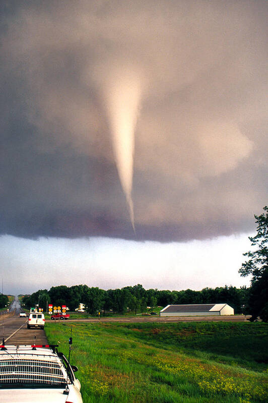 Tornado Poster featuring the photograph Mulvane Tornado with Storm Chasers by Jason Politte