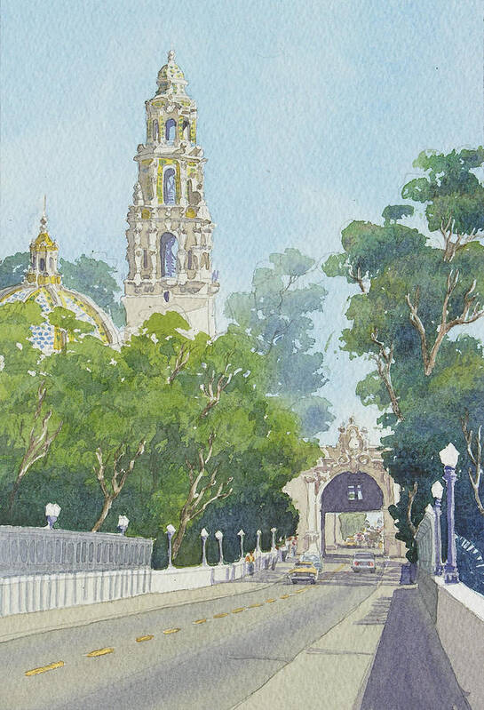 Museum Poster featuring the painting Museum of Man Balboa Park by Mary Helmreich