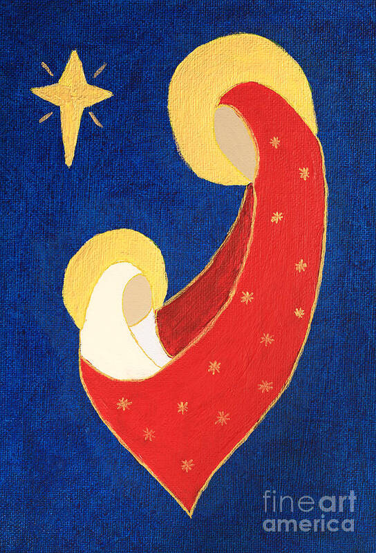 Nativity Poster featuring the painting Nativity on Blue by Pattie Calfy