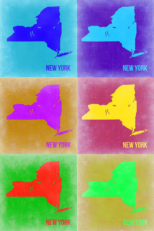 New York Map Poster featuring the painting New York Pop Art Map 3 by Naxart Studio