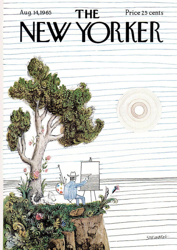 Saul Steinberg 49864 Steinbergattnyart. Artist Poster featuring the painting New Yorker August 14th, 1965 by Saul Steinberg