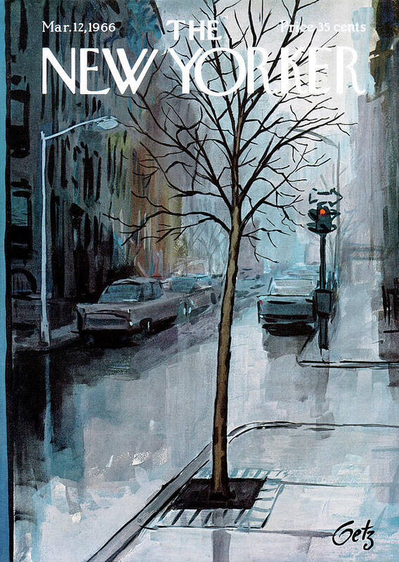 Rain Poster featuring the painting New Yorker March 12th, 1966 by Arthur Getz