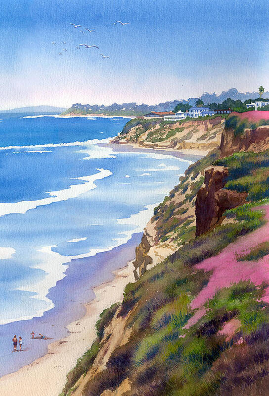 North County Poster featuring the painting North County Coastline Revisited by Mary Helmreich
