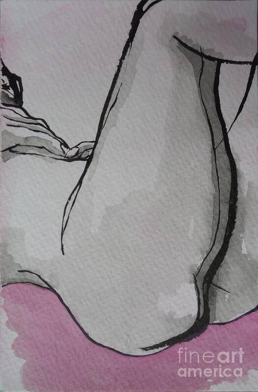 Watercolor Poster featuring the drawing Nude Pink by M Bellavia