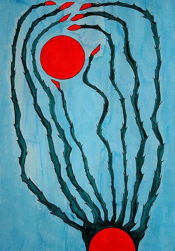 Ocotillo Poster featuring the painting Ocotillo Sunrise original painting by Sol Luckman