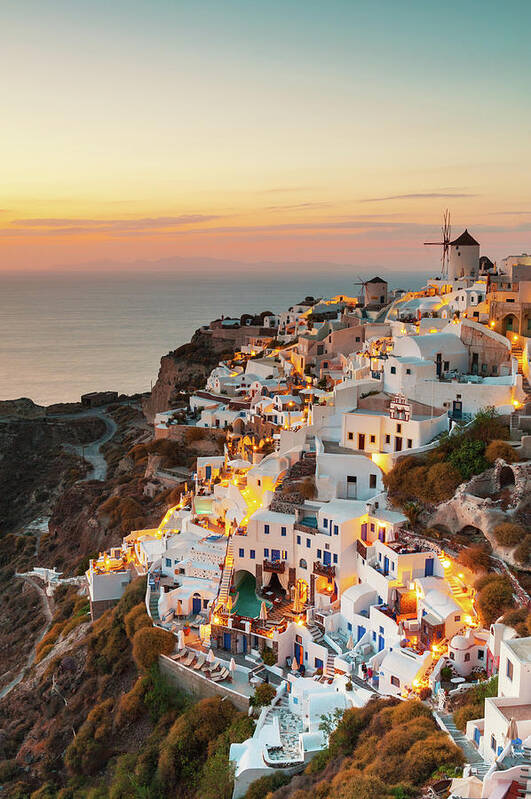 Greek Culture Poster featuring the photograph Oia Sunset, Santorini, Greece by Chrishepburn