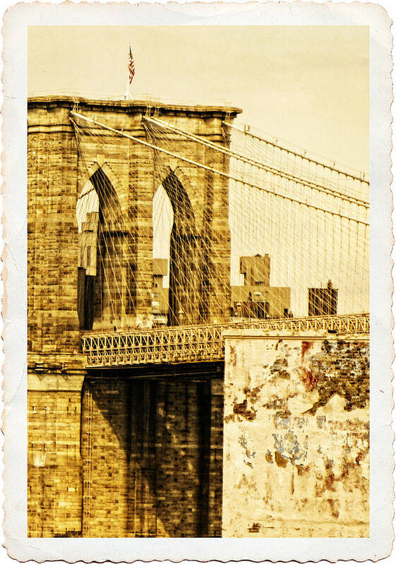 Brooklyn Bridge Poster featuring the photograph Old Brooklyn Bridge by Frank Winters