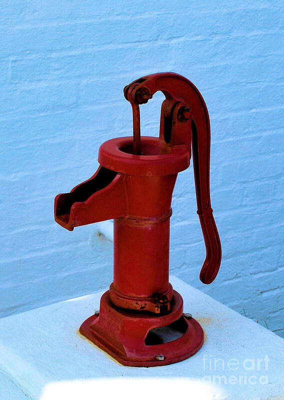 Red Poster featuring the photograph Old Hand Pump by Bob Sample