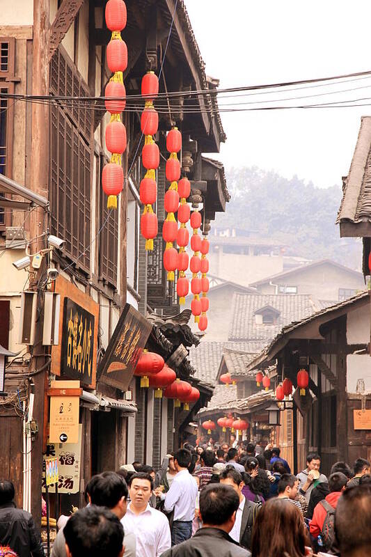 Old Poster featuring the photograph Old Town Chongqing by Valentino Visentini