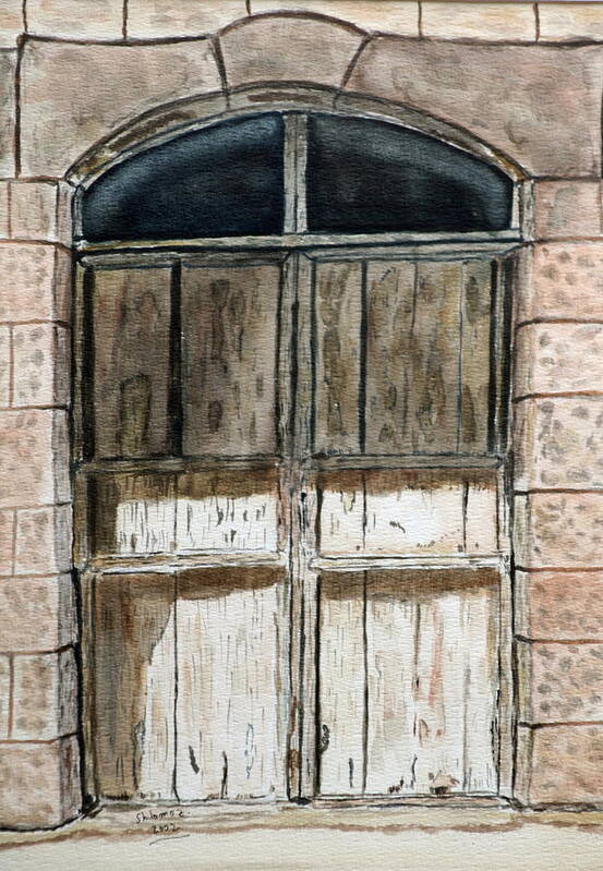 Summer On The Farm Paintings Poster featuring the painting Old Wooden Door. by Shlomo Zangilevitch
