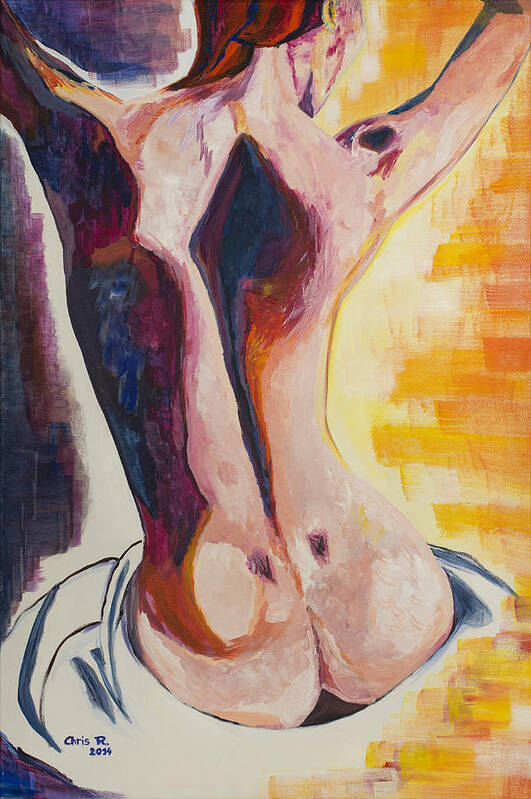 Nude Poster featuring the painting On My Neck by Christel Roelandt