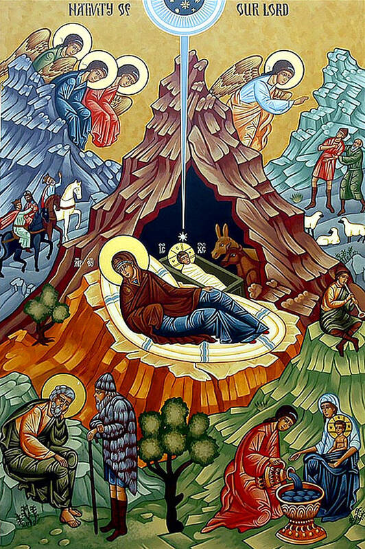 Orthodox Poster featuring the painting Orthodox Nativity of Christ by Munir Alawi