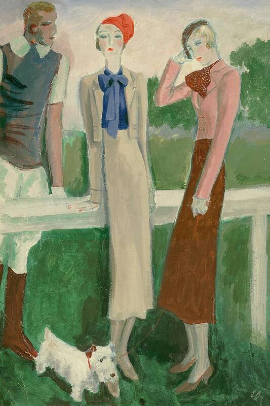 Fashion Poster featuring the digital art Painting Of A Fashionable Man And Two Women by Eduardo Garcia Benito