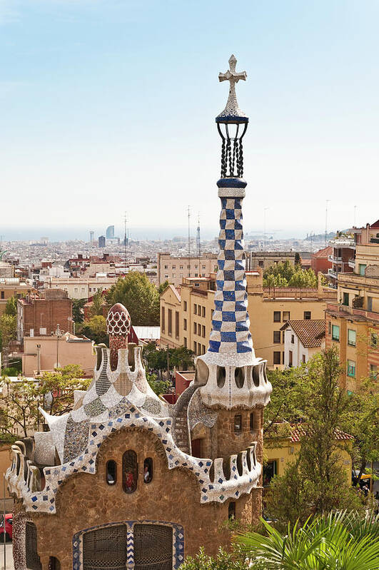 Antoni Gaudí Poster featuring the photograph Parc Guell By Antoni Gaudi, Barcelona by John Harper