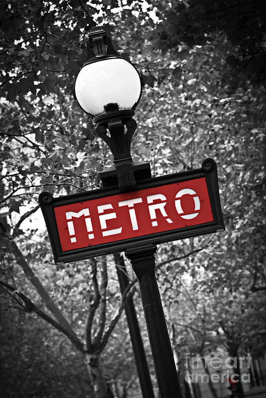 Paris Poster featuring the photograph Paris metro sign by Elena Elisseeva