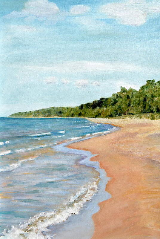 Beach Poster featuring the painting Peaceful Beach at Pier Cove by Michelle Calkins