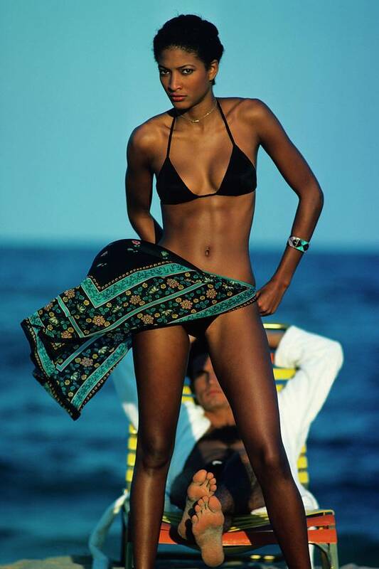 Peggy Dillard Modeling A Bikini And Sarong Poster by Guy Le Baube