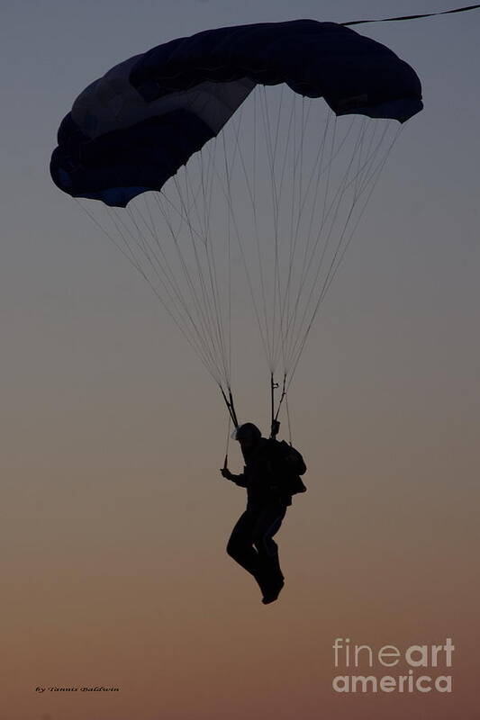 Skydiving Poster featuring the photograph Perfect Sunset Landing by Tannis Baldwin