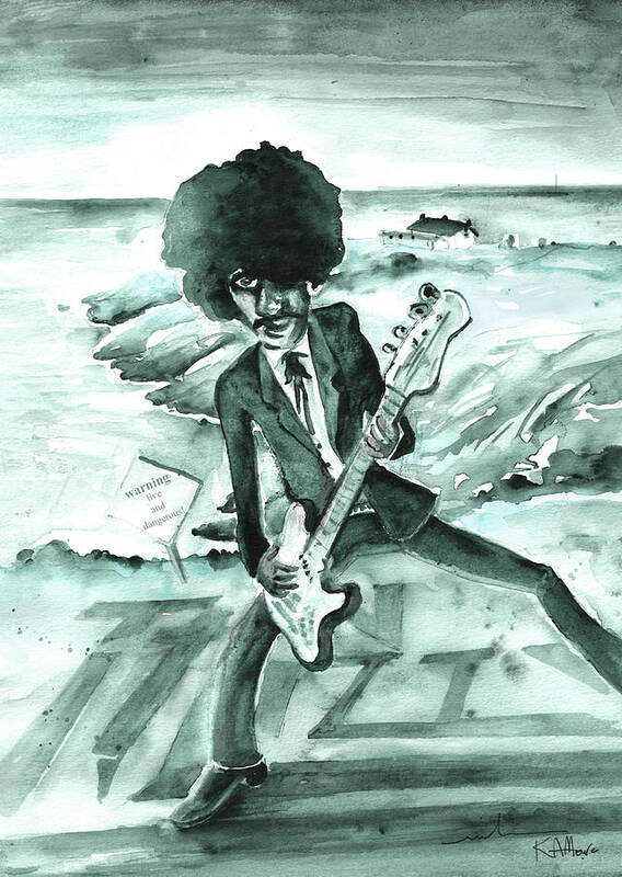 Travel Poster featuring the painting Phil Lynott in Howth by Miki De Goodaboom