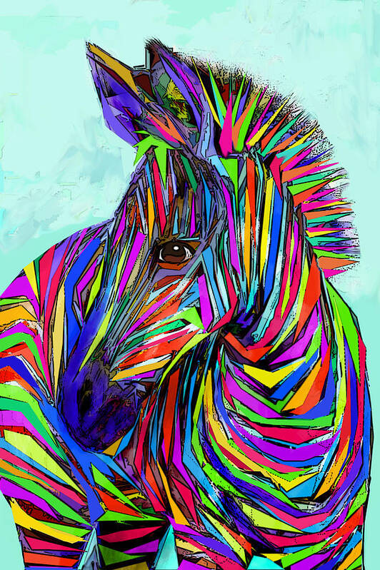  Jane Schnetlage Poster featuring the digital art Pop Art Zebra by Jane Schnetlage