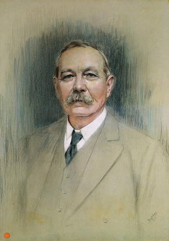 Author Poster featuring the painting Portrait Of Sir Arthur Conan Doyle by William Henry Gates