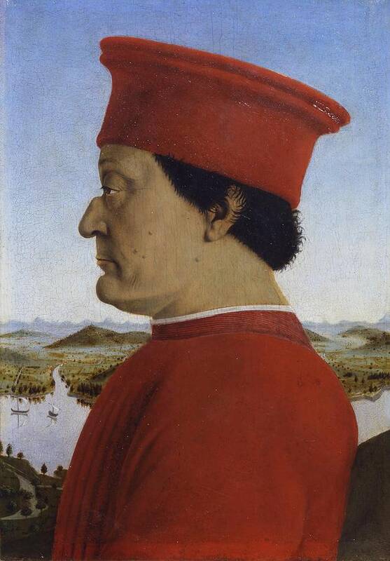 1467-1472 Poster featuring the painting Portraits of the Duke and Duchess of Urbino by Piero della Francesca
