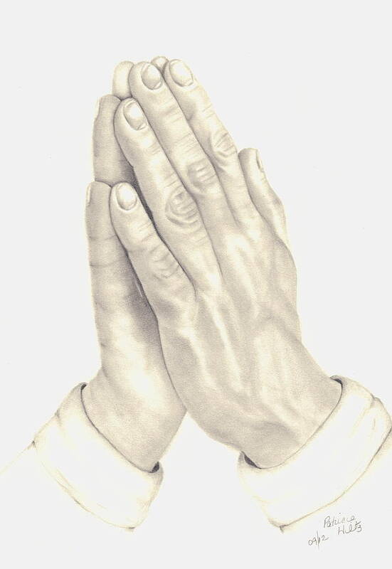 Praying Hands Poster featuring the drawing Praying Hands by Patricia Hiltz