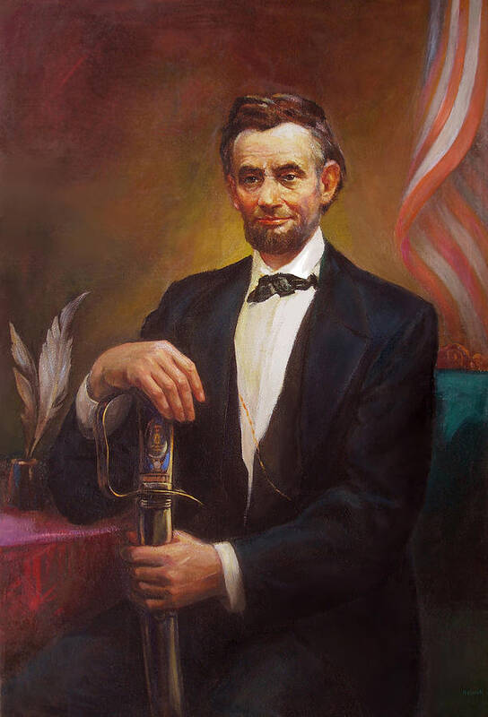 Abraham Poster featuring the painting President Abraham Lincoln by Svitozar Nenyuk