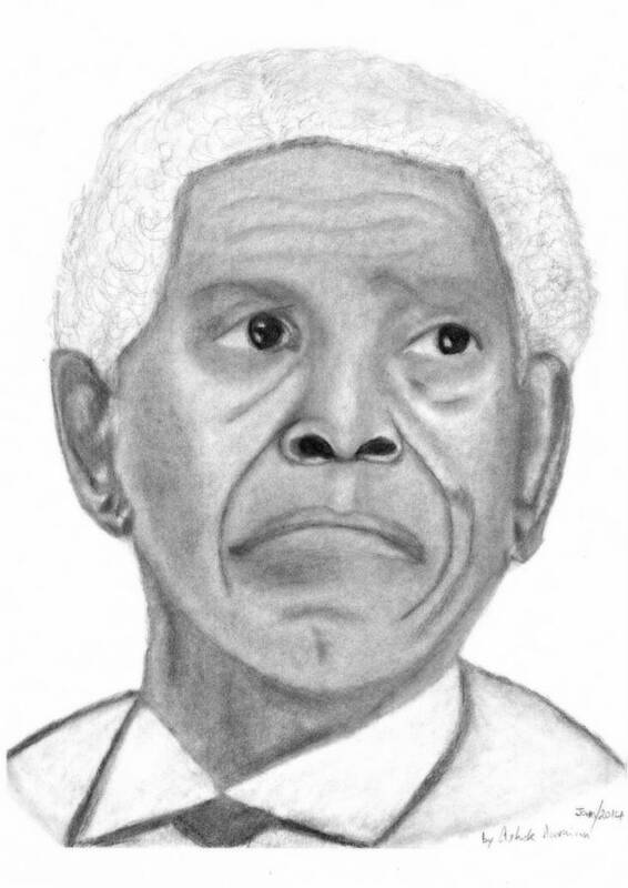 Nelson Mandela Sketch Poster featuring the drawing President Nelson Mandela Drawing by Ashok Naraian