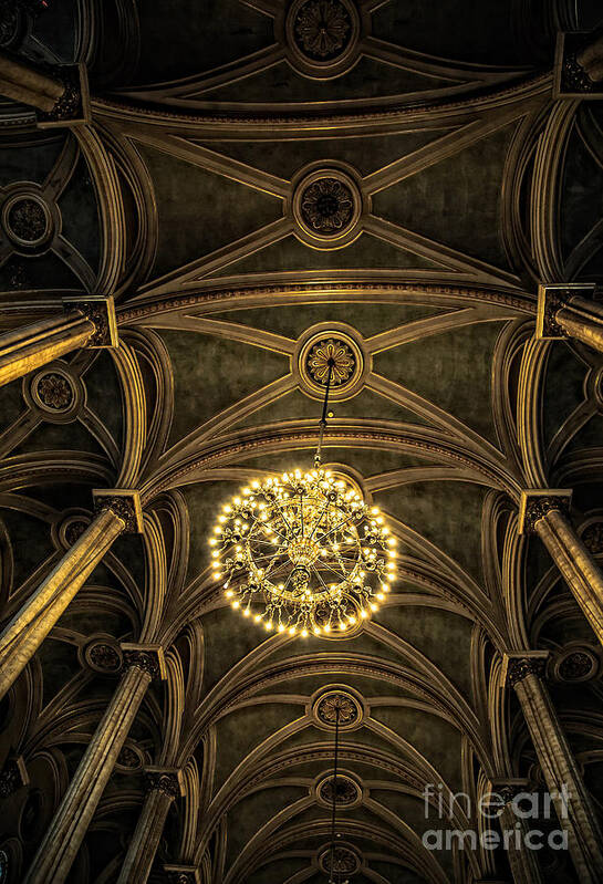 Hdr Poster featuring the photograph Quebec City Canada Ornate Grand Hall or Church Ceiling by Edward Fielding