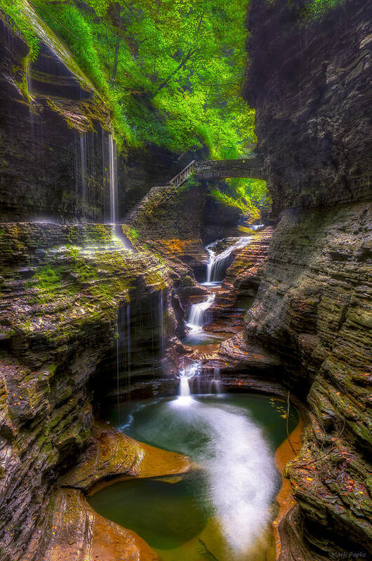 Waterfall Series Poster featuring the photograph Rainbow Falls of Watkins Glen by Mark Papke