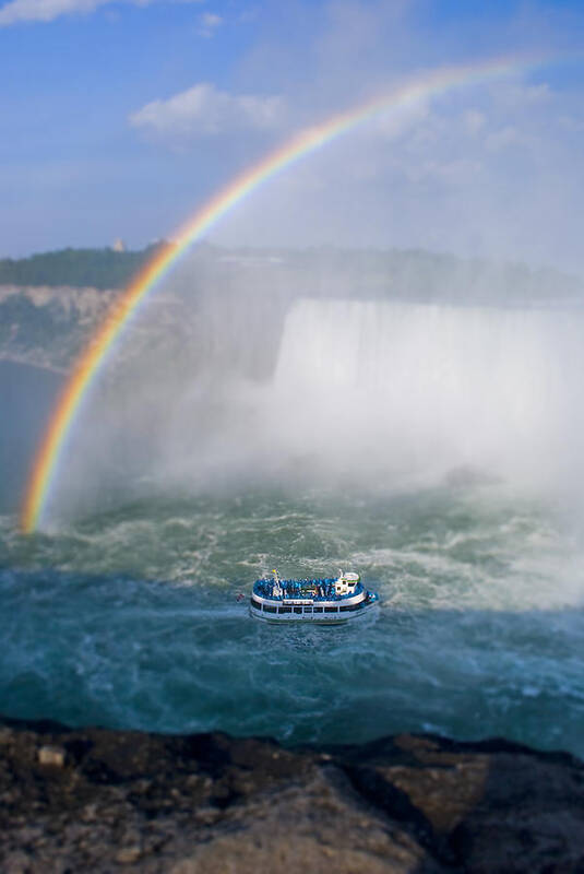 Rainbow Poster featuring the photograph Rainbow over Niagara. by Les Lorek